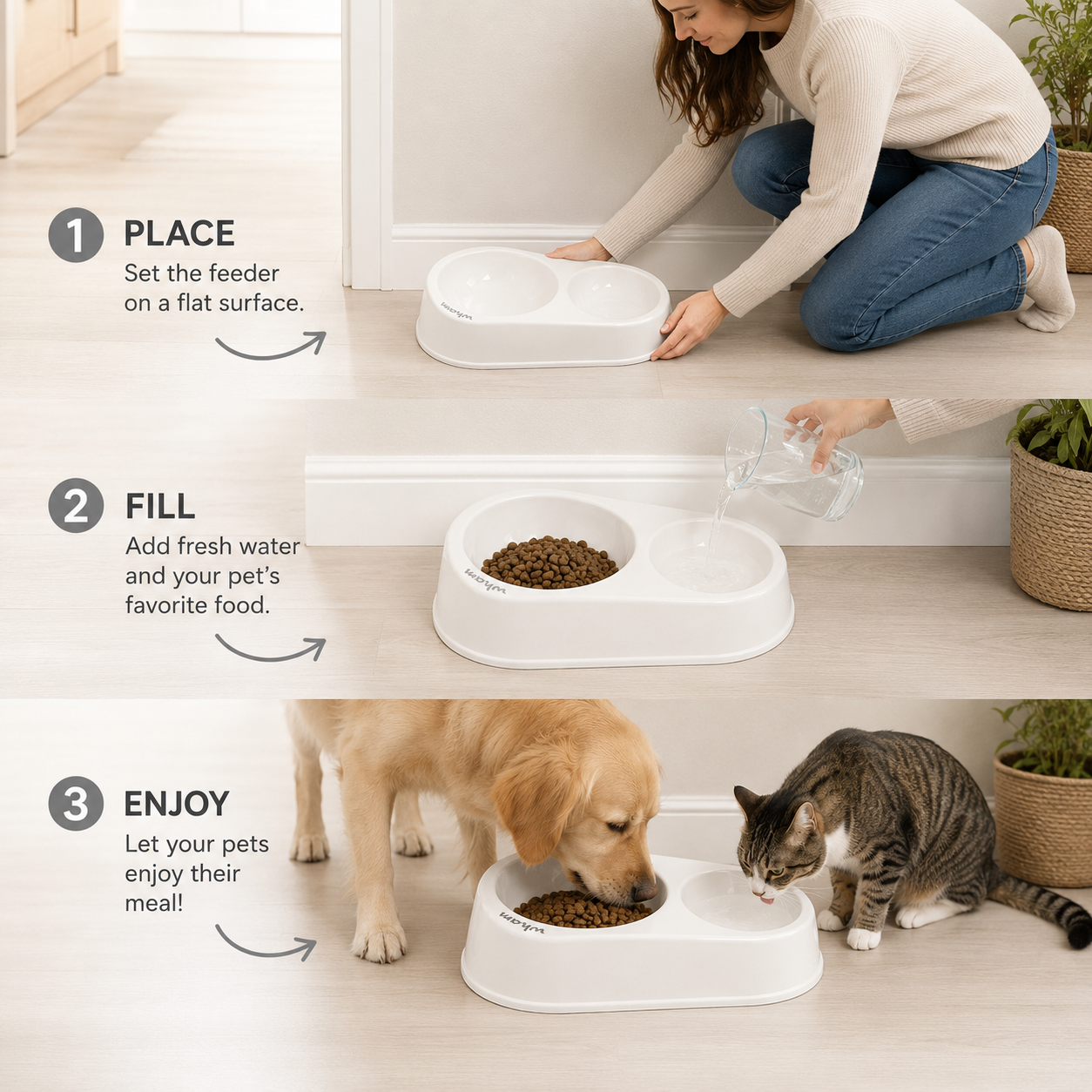 Double Pet Food and Water Bowl