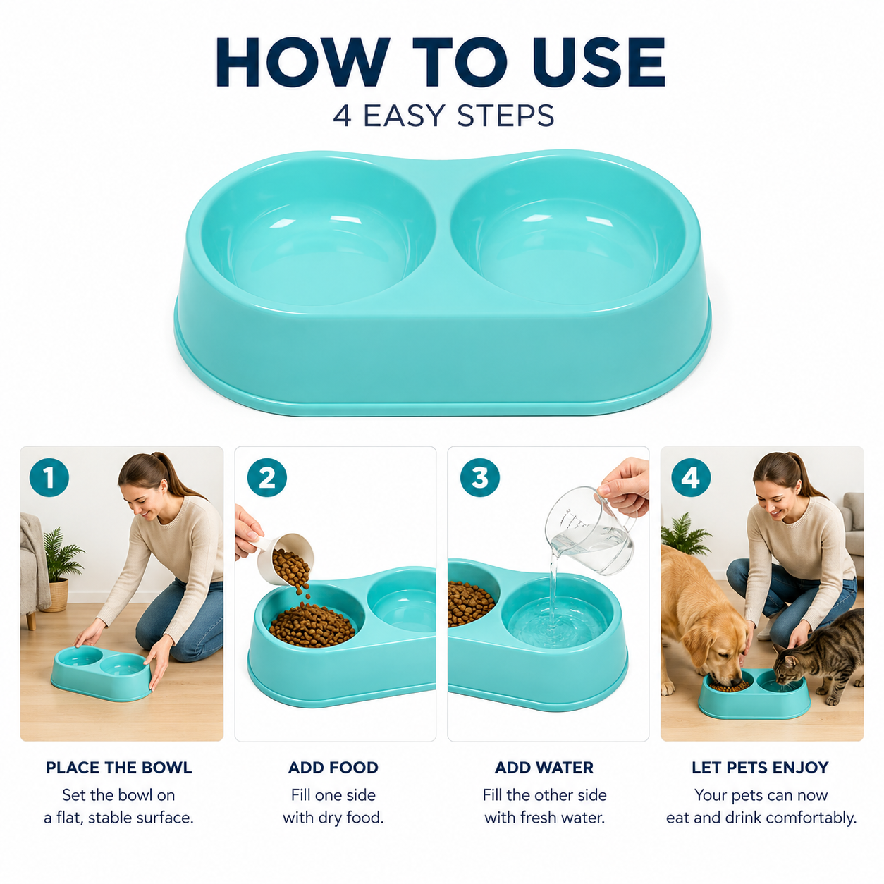 Double Pet Food and Water Bowl