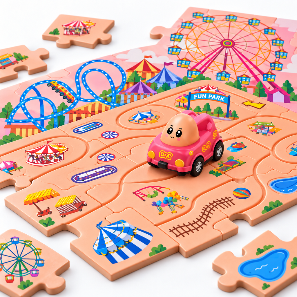 Fun Park Magnetic Track Puzzle & Car Play Set