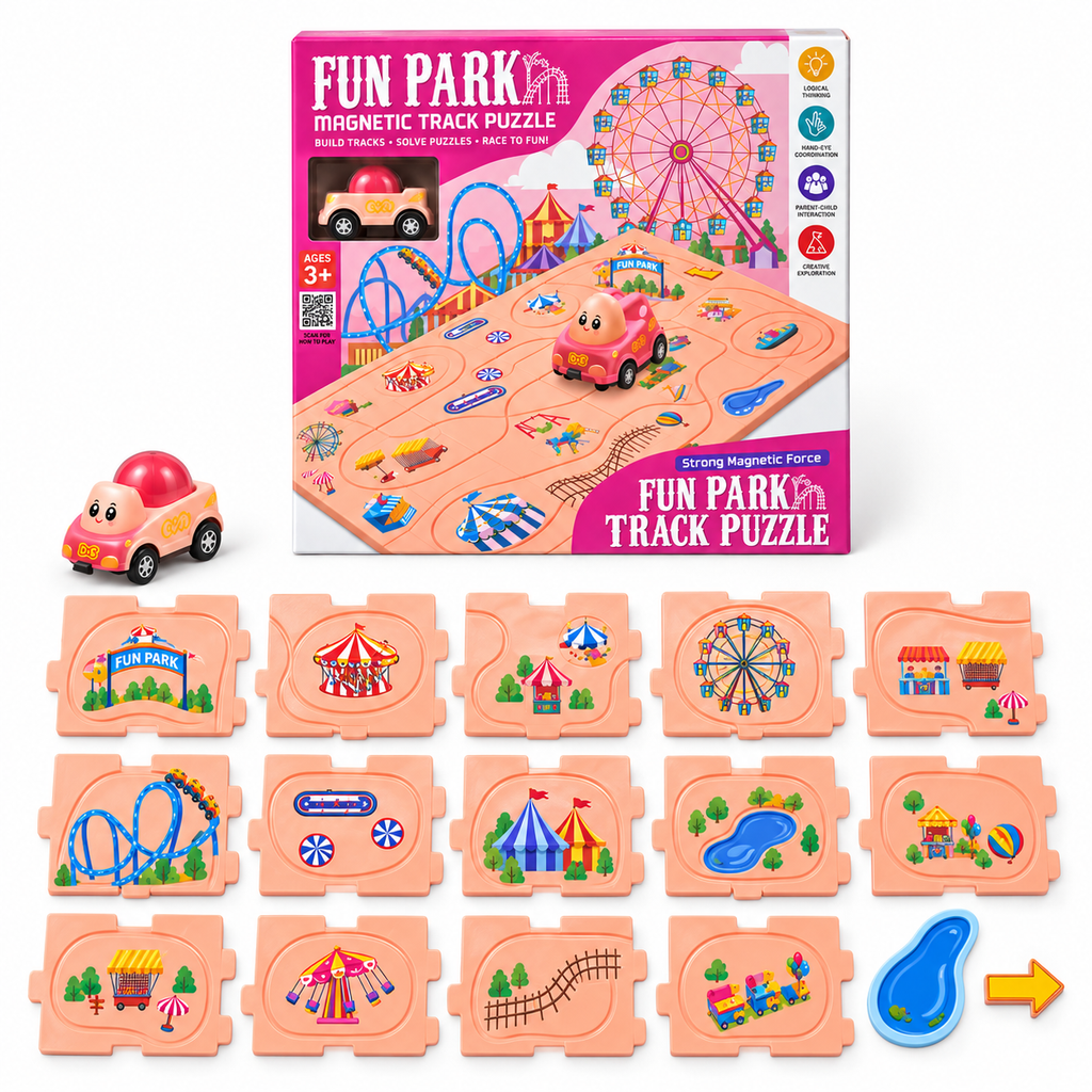 Fun Park Magnetic Track Puzzle & Car Play Set