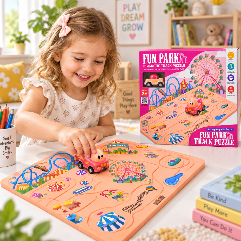 Fun Park Magnetic Track Puzzle & Car Play Set