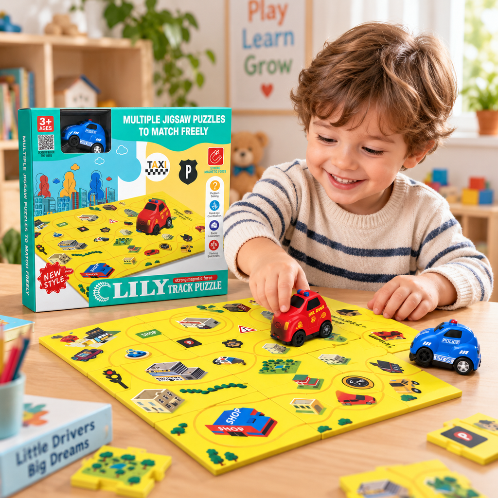 LILY Magnetic Track Puzzle & City Car Play Set