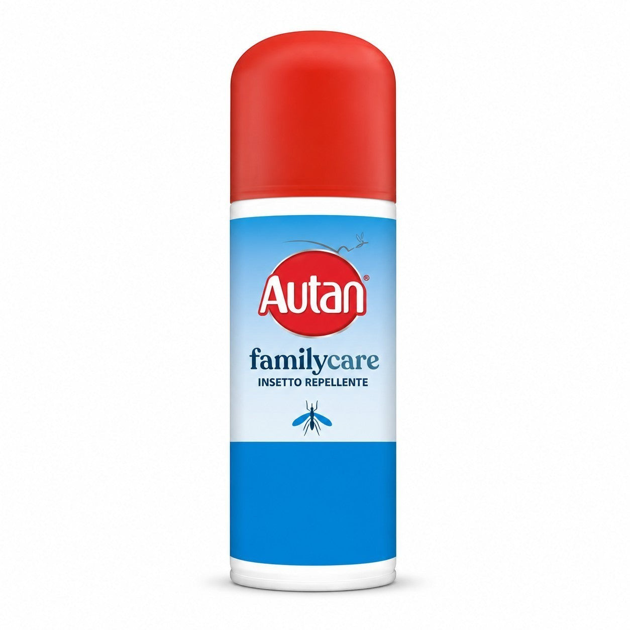 Tap2Own Autan Family Care insect repellent spray bottle with a red cap and blue label for mosquito protection.