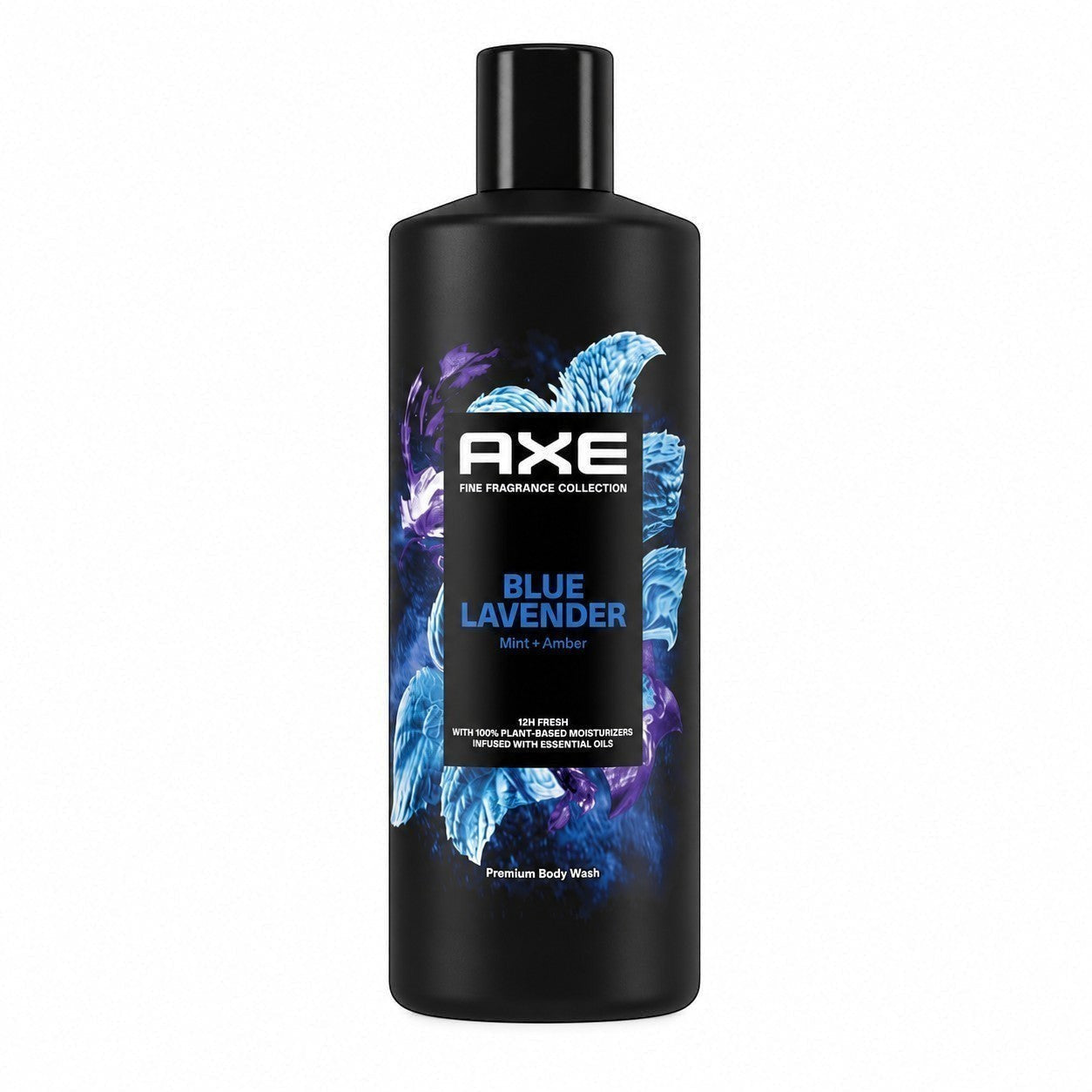 Tap2Own AXE Blue Lavender premium body wash bottle with mint and amber notes and plant-based moisturizers.