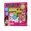 Tap2Own Barbie Eco-Coloring Activity Kit with 3-in-1 pencils, crayons, and watercolors. Includes coloring pages, stickers, sharpener, and eraser.