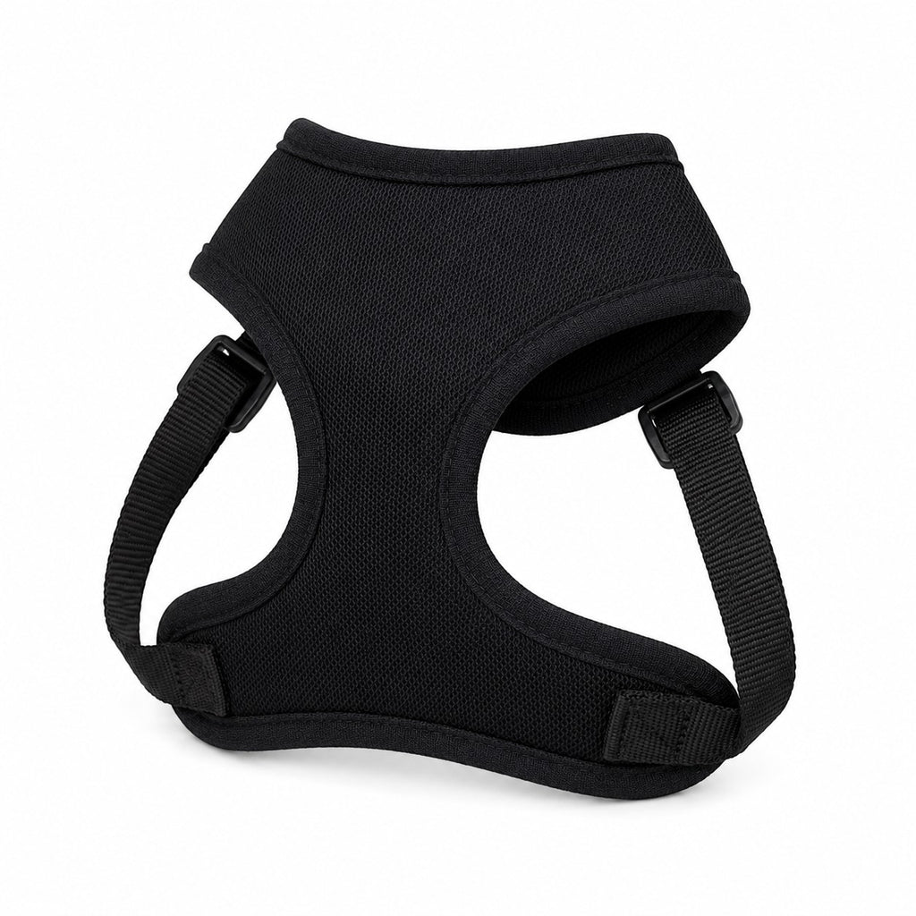 Tap2Own black knit dog harness with adjustable straps and textured pattern for small dogs.