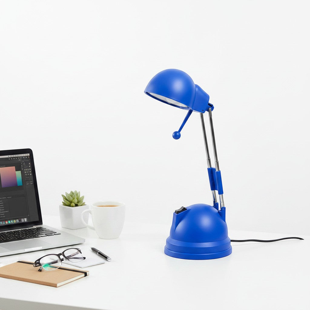 Tap2Own blue adjustable desk lamp with a focused light, perfect for studying and reading. Modern design with a stable base.