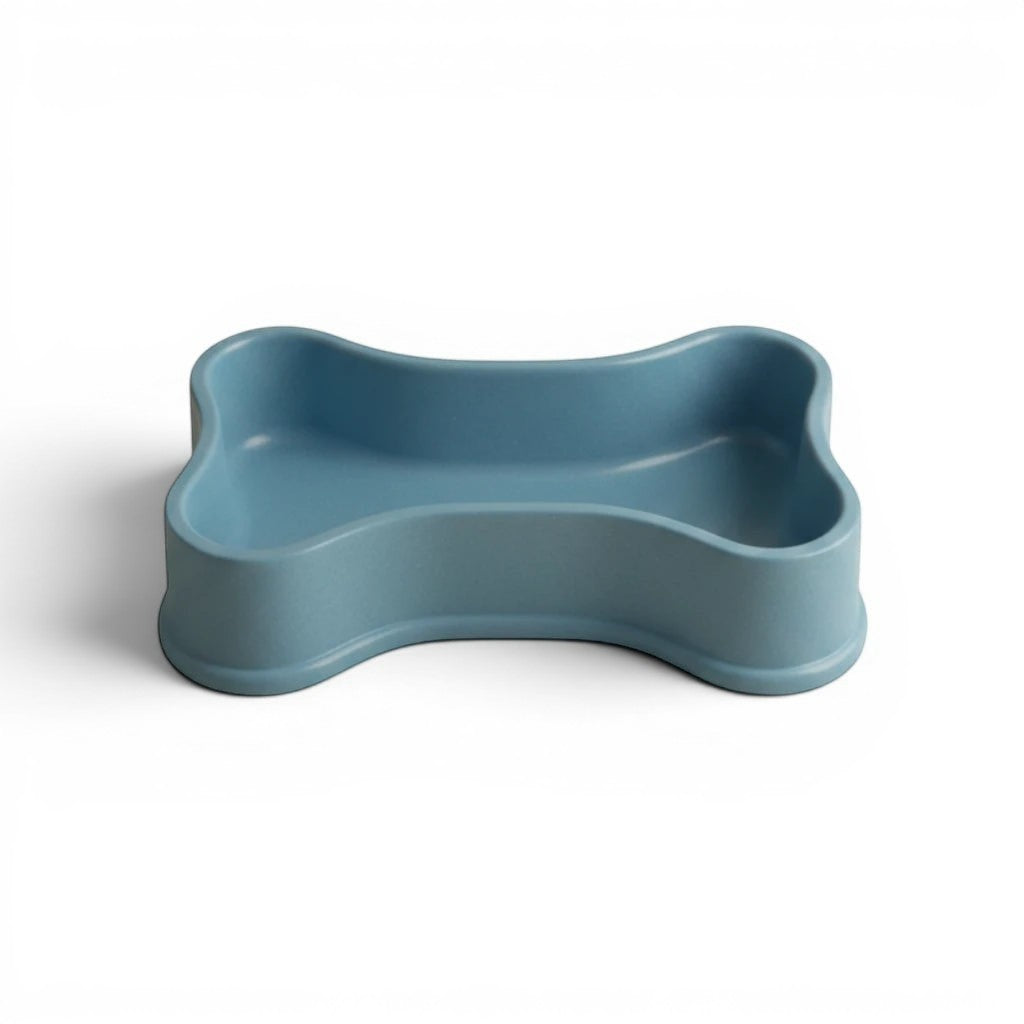 Tap2Own blue bone-shaped pet food and water bowl, durable and easy to clean
