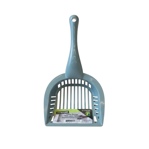 Tap2Own blue plastic litter scoop with slotted design for efficient cat waste management and an ergonomic handle.