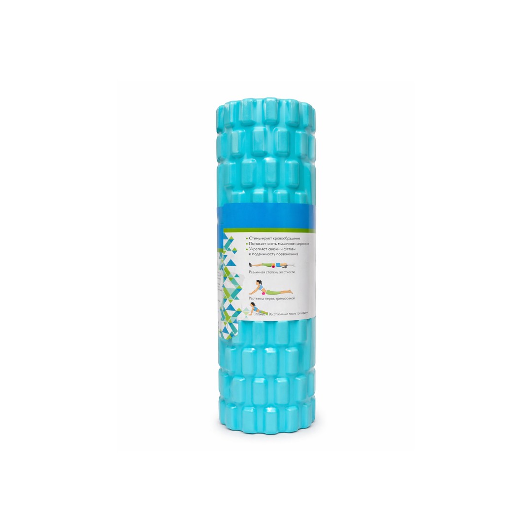 Tap2Own blue textured foam massage roller with grid pattern for deep tissue massage and muscle recovery.
