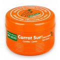 Tap2Own Carrot Sun natural tanning cream in a bright orange jar with carrot extract and beta-carotene formula.