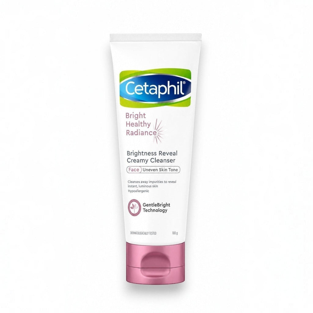 Tap2Own Cetaphil Bright Healthy Radiance creamy face cleanser tube for uneven skin tone in 100g size.