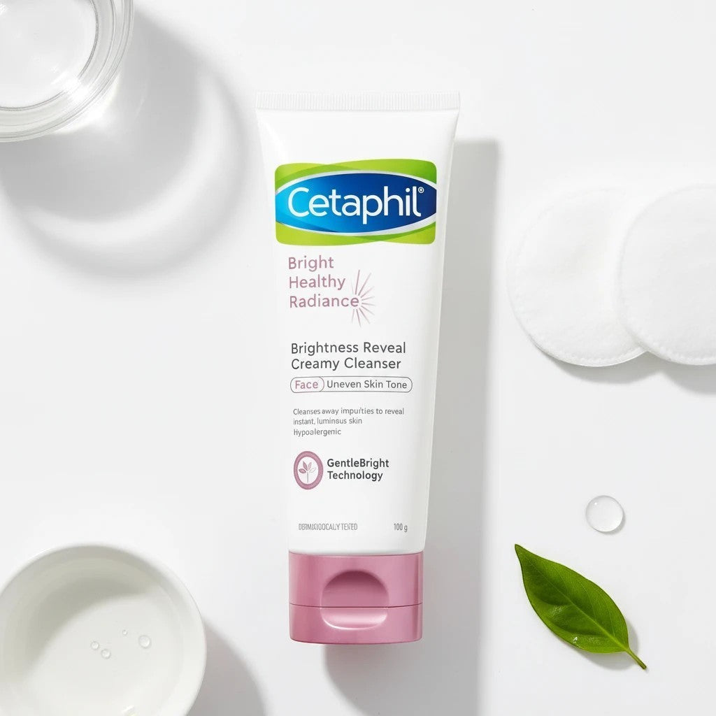 Tap2Own Cetaphil Bright Healthy Radiance creamy face cleanser tube for uneven skin tone on a white background