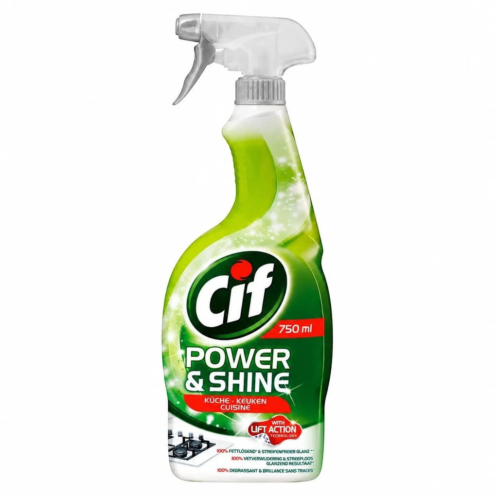 Tap2Own Cif Power & Shine kitchen cleaning spray bottle with Lift Action technology for streak-free surfaces.