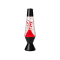 Tap2Own classic lava lamp with red lava blobs in clear liquid and a black base. Mesmerizing motion.