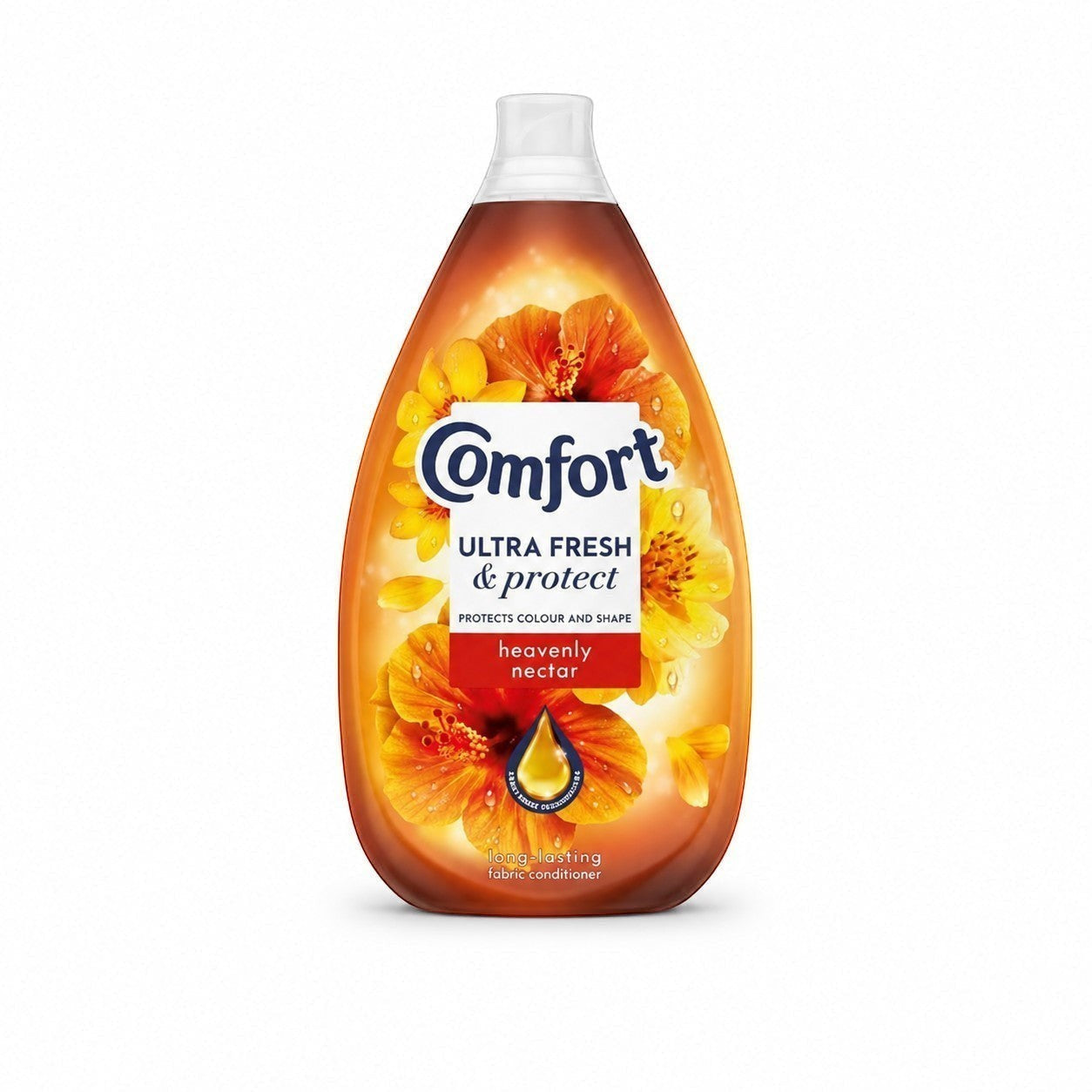 Tap2Own Comfort Ultra Fresh and Protect Heavenly Nectar fabric conditioner bottle with floral design