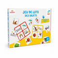Tap2Own Educational Object Matching Game box with colorful cards featuring objects like a sofa, umbrella, guitar, basketball, and teddy bears.