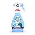 Tap2Own Febreze Antibacterial Fabric Refresher spray bottle in light blue with a trigger nozzle for household fabrics.