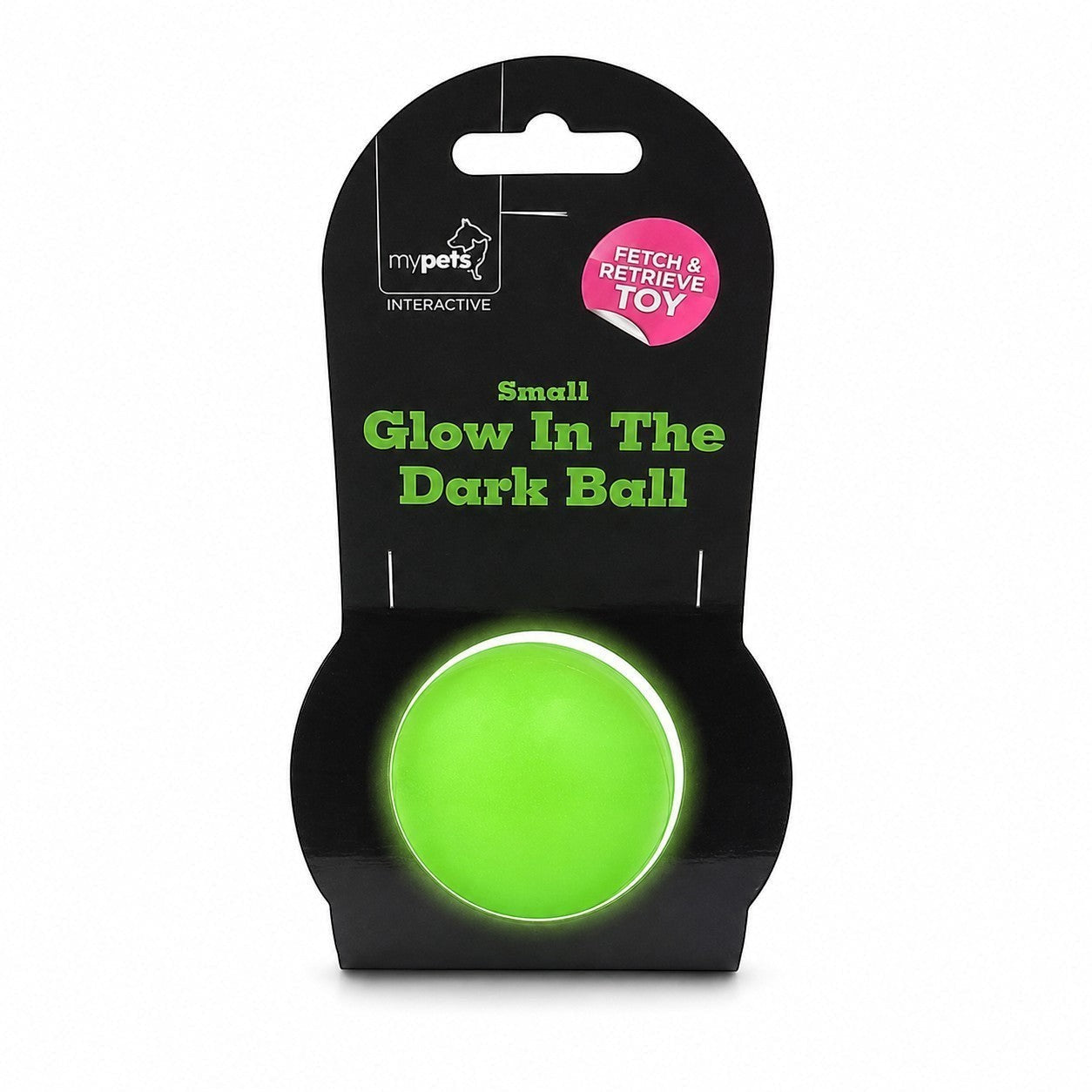 Tap2Own Interactive Small Glow In The Dark Ball, neon green, durable pet-safe material, perfect for fetch and retrieval in low light.