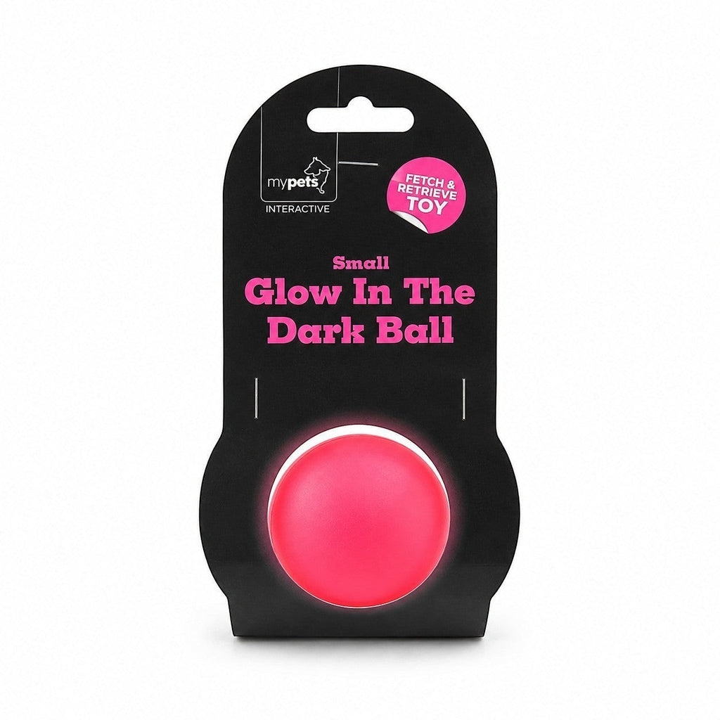 Tap2Own Small Glow In The Dark Ball, neon pink, interactive fetch toy for dogs, durable and pet-safe.