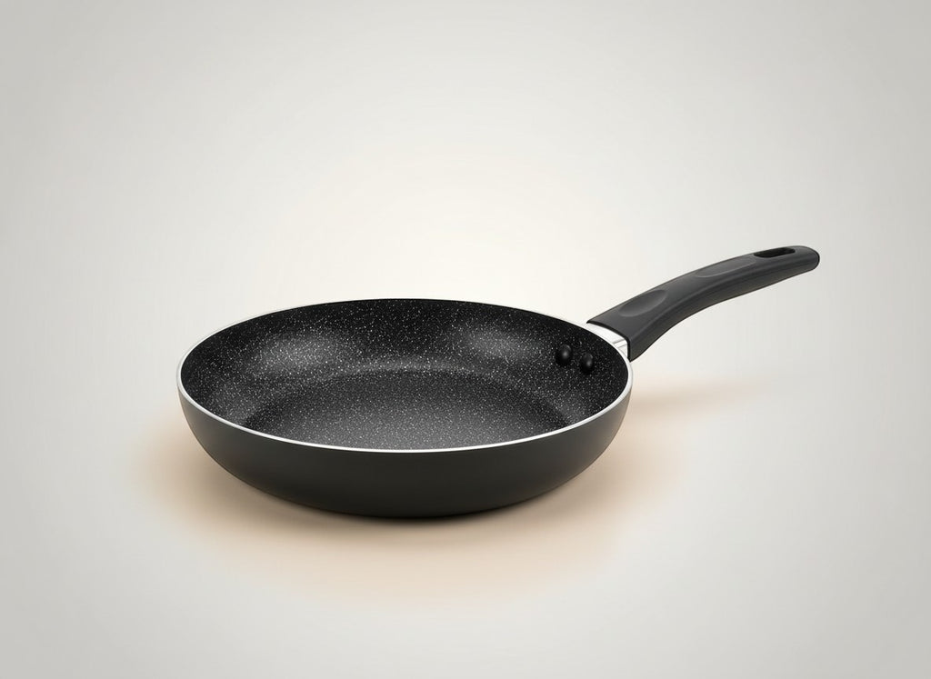Tap2Own Granito 20cm black non-stick induction fry pan with speckled interior and soft-touch handle.