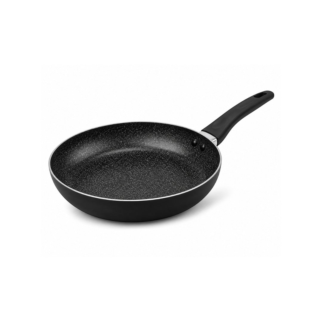 Tap2Own Granito 20cm black induction fry pan with speckled non-stick coating and soft-touch Bakelite handle.