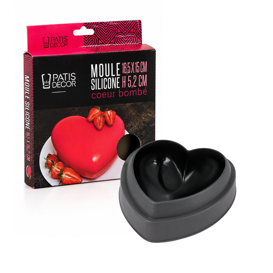 Tap2Own grey silicone heart-shaped baking mold for cakes, mousses, and jellies. Non-stick and flexible.