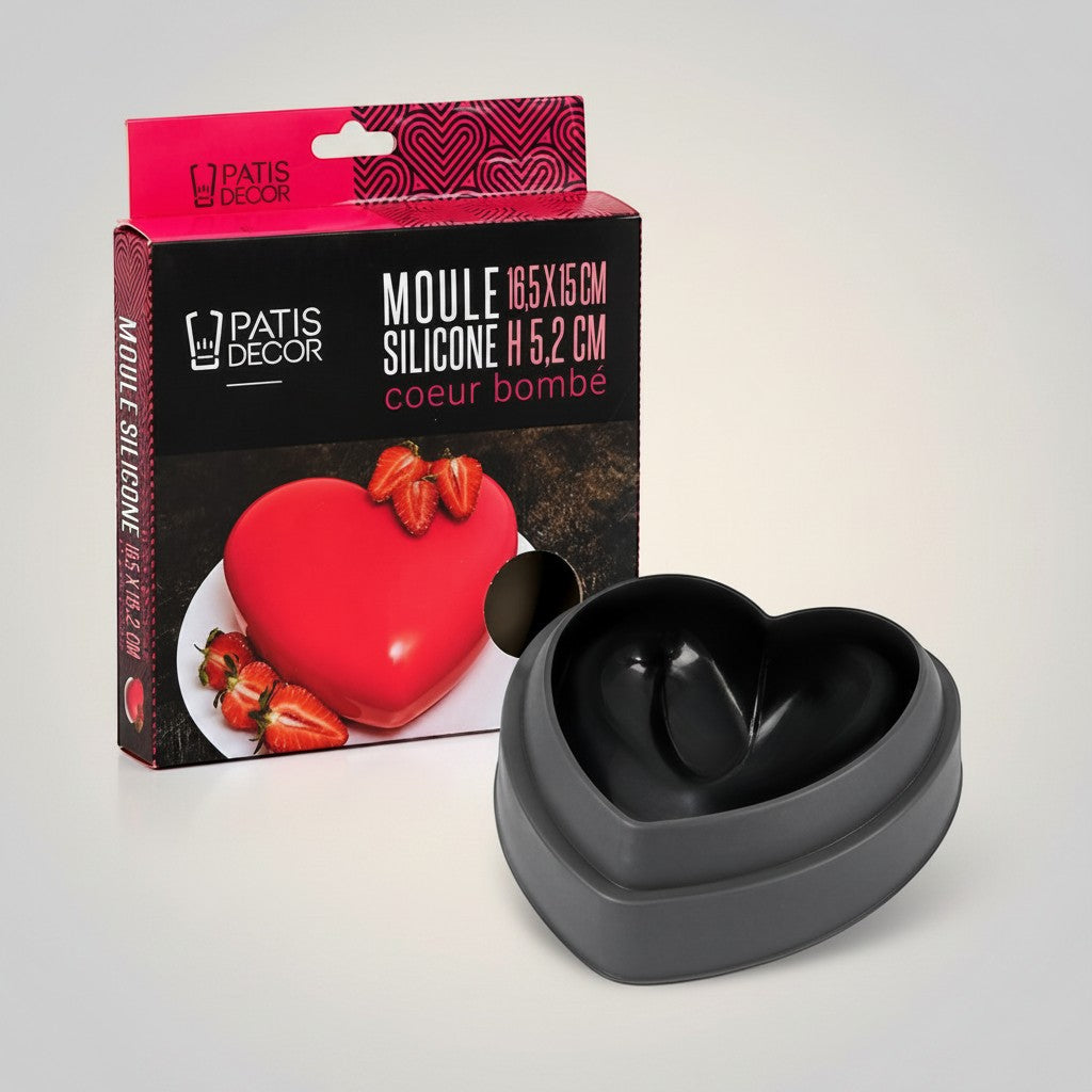 Tap2Own grey silicone heart-shaped baking mold for cakes, mousses, and jellies. Features a non-stick, flexible design.