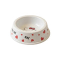Tap2Own white ceramic cat bowl with red hearts and Hello Kitty face design. Perfect for food or water.