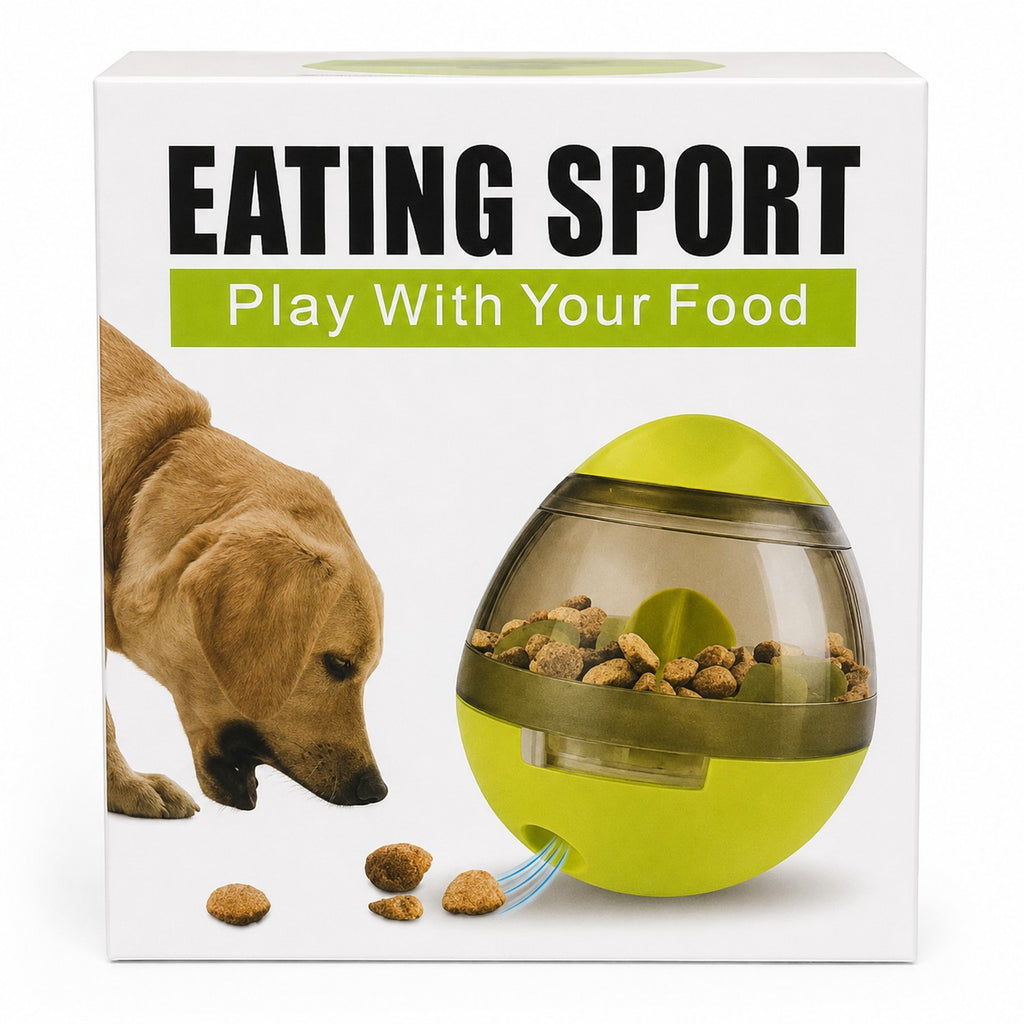 Tap2Own Interactive Dog Treat Dispensing Egg Toy in lime green, made of durable plastic, challenges dogs to release treats.
