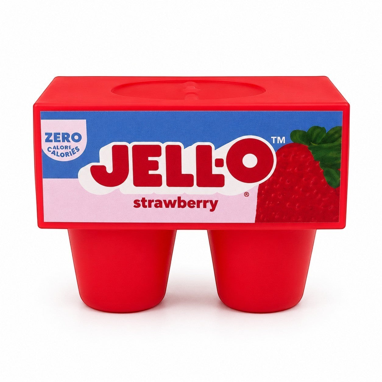 Tap2Own Jell-O Strawberry Vinyl Dog Toy, shaped like a double gelatin mold with squeaker. Red.