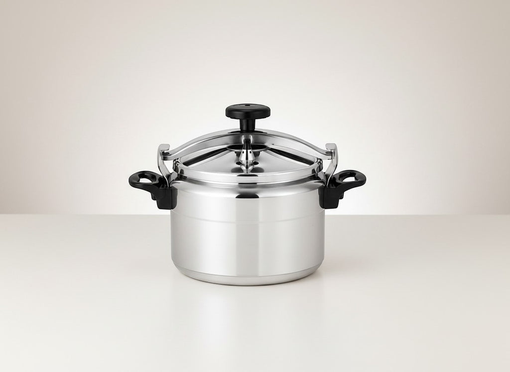 Tap2Own JVO 9L Aluminum Pressure Cooker with cool-touch Bakelite handles and secure locking lid.