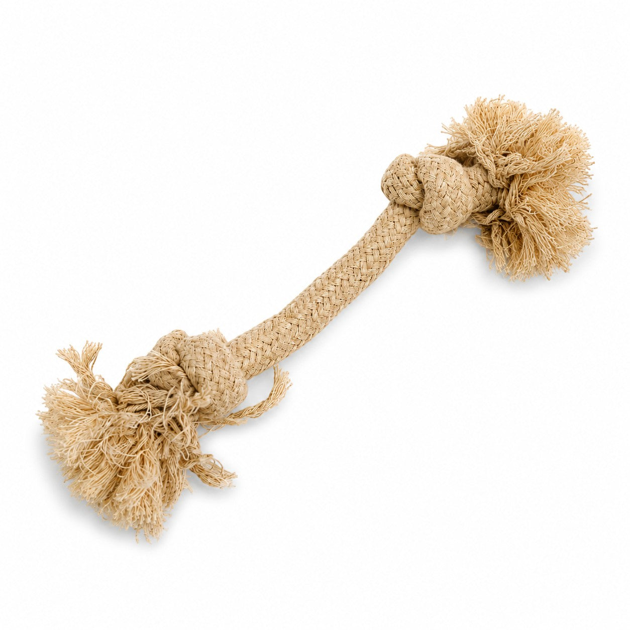 Tap2Own knotted rope dog tug toy in natural beige, perfect for chewing and dental health.