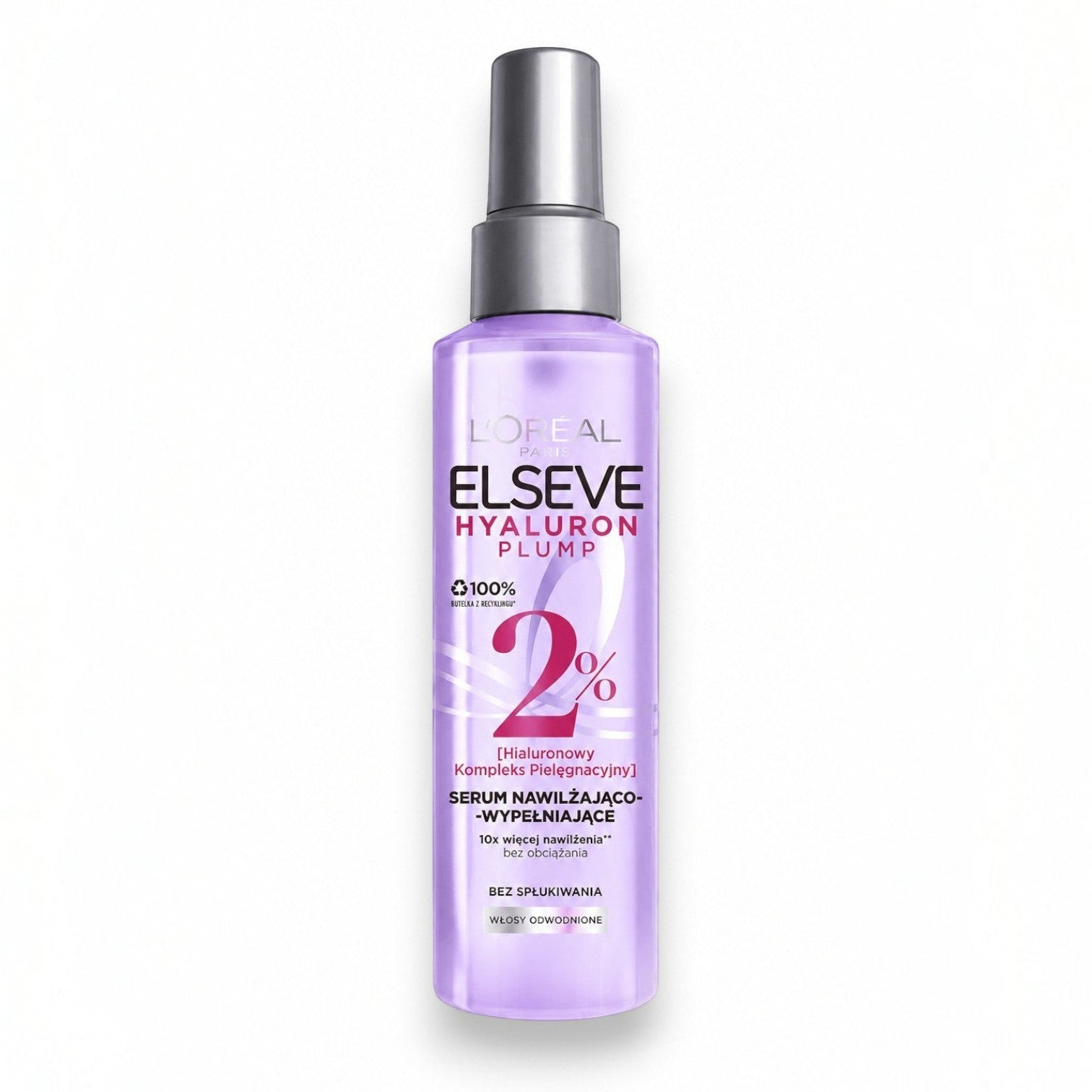 Tap2Own L'ORÉAL ELSEVE Hyaluron Plump hair serum in a purple spray bottle for dehydrated hair.