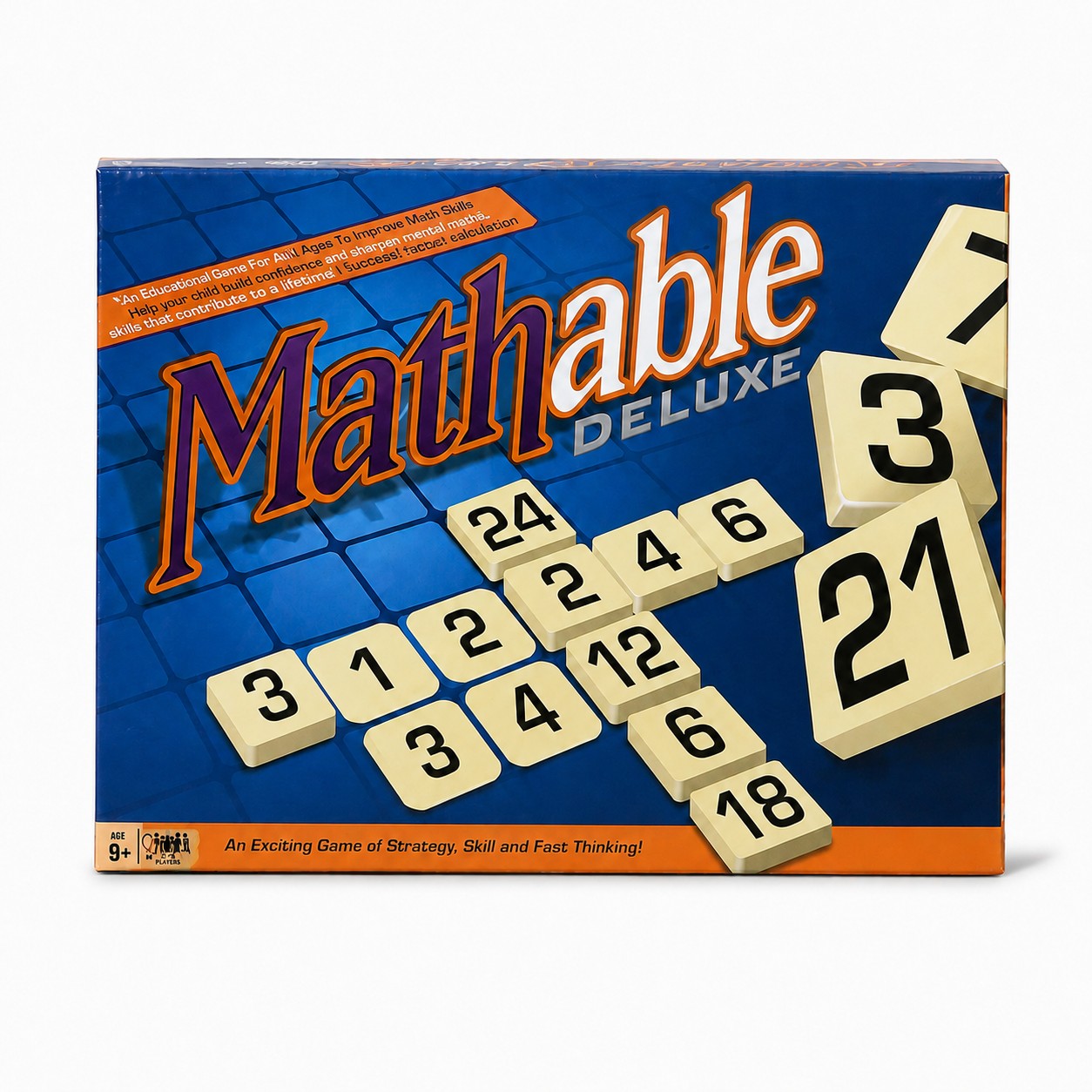 Tap2Own Mathable Deluxe educational strategy game box with number tiles forming equations. For ages 9+.