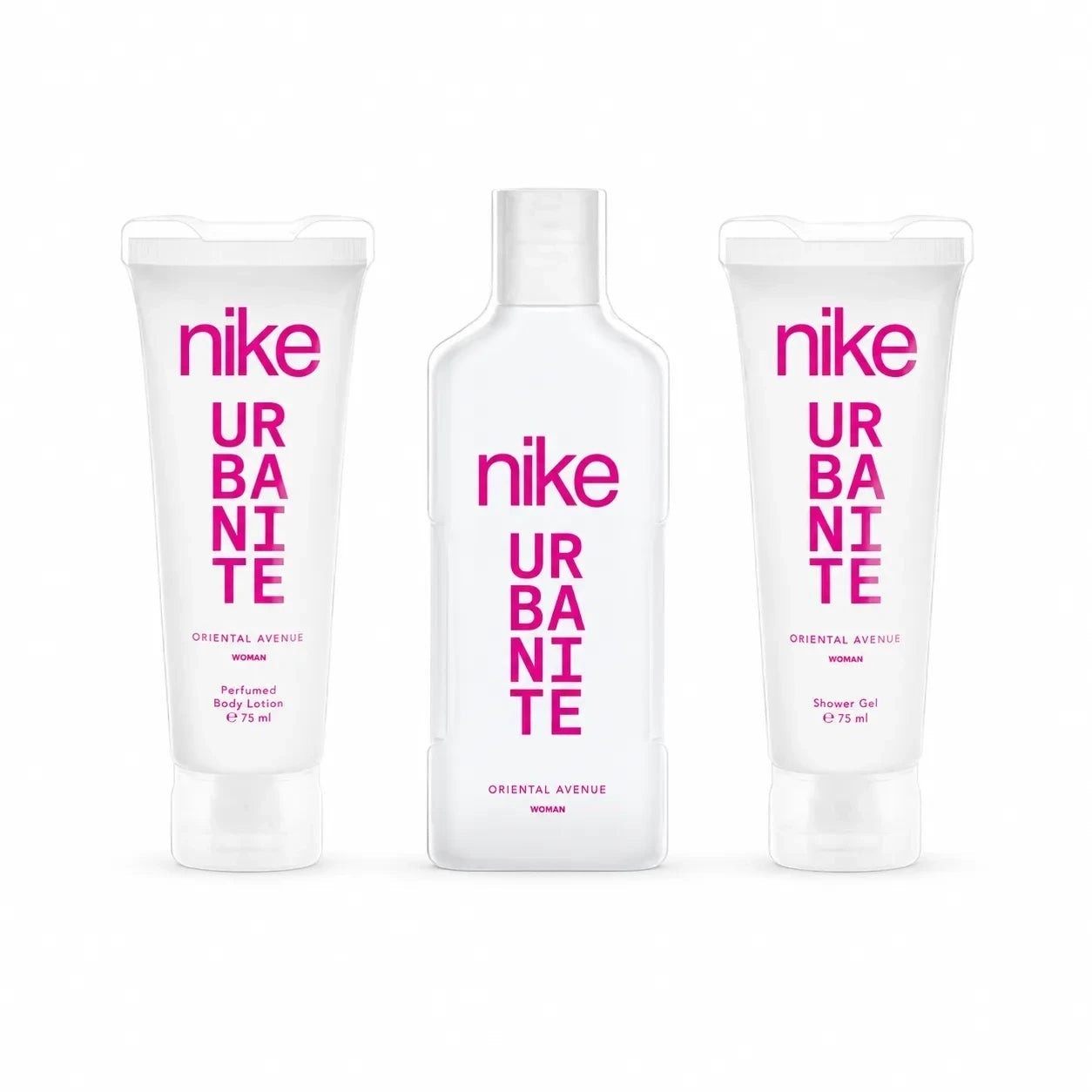 Tap2Own Nike Urbanite Oriental Avenue fragrance gift set for women featuring body lotion, eau de toilette, and gel.
