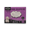 Tap2Own Nutrolab Dog Diapers XL size, 10 count, for pet hygiene and comfort. Features a white diaper illustration on a purple background with paw prints.