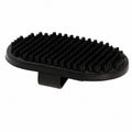 Tap2Own black rubber pet grooming brush with flexible bristles for dogs and cats. Ergonomic design.