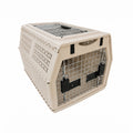 Tap2Own beige plastic pet travel carrier with wire door and ventilation holes, 50cm