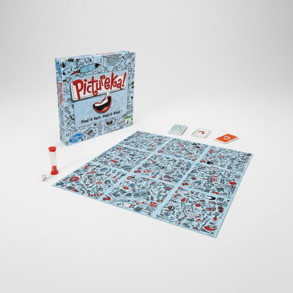 Tap2Own Pictureka! search and find board game with cards, dice, and timer. Fun for families and kids.