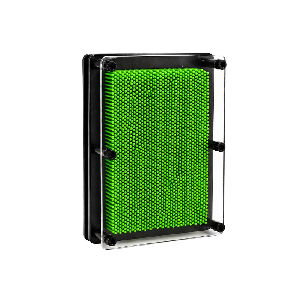 Tap2Own green pin art 3D impression toy with black frame, creates tactile 3D shapes.