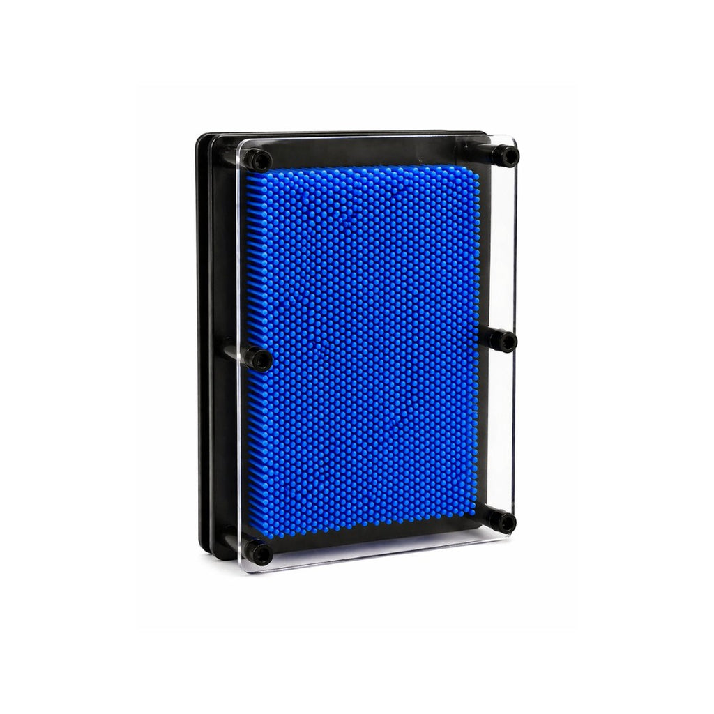 Tap2Own blue plastic pin art 3D impression toy for creating shapes and textures.