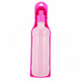 Tap2Own pink portable pet water bottle with built-in drinking tray, 500ml capacity, BPA-free plastic.