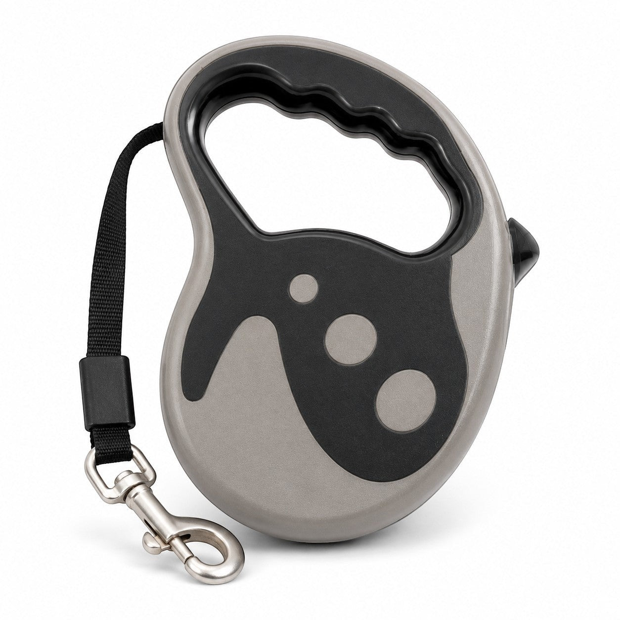 Tap2Own automatic retractable dog leash in blue and black with ergonomic handle and metal clasp.
