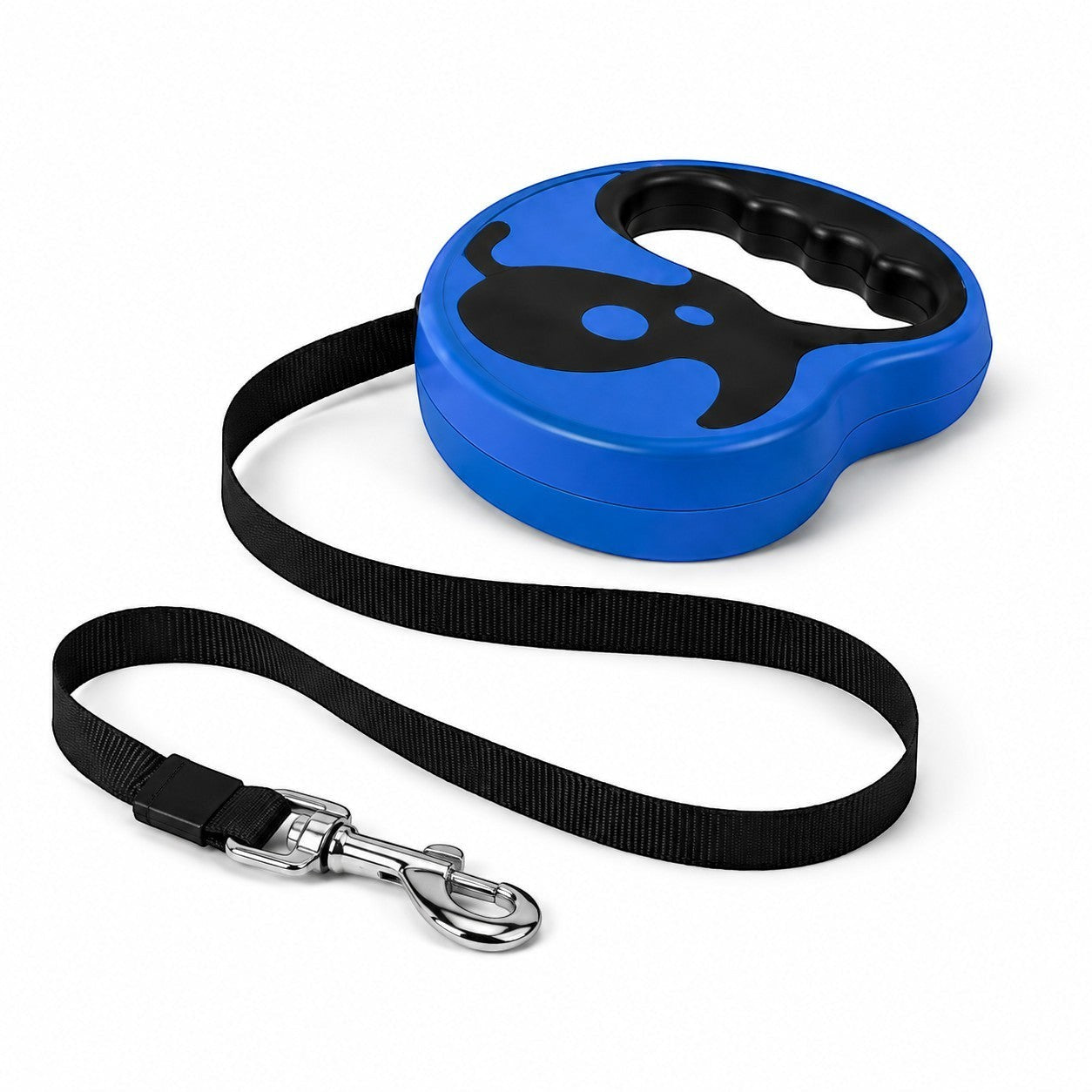 Tap2Own blue and black automatic retractable dog leash with ergonomic handle and metal clasp for medium dogs up to 20kg.