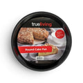 Tap2Own Trueliving 9-inch round cake pan made of heavy-duty steel with nonstick finish.