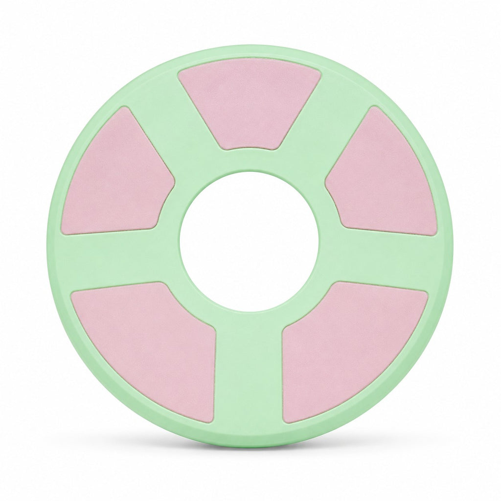 Tap2Own light green and pink rubber flying ring dog toy for fetch and outdoor play