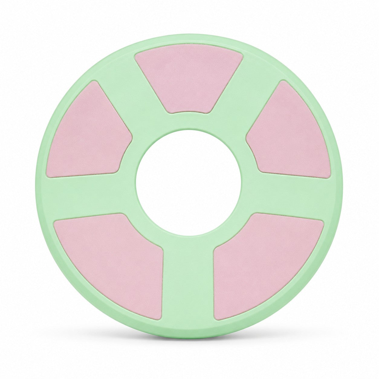 Tap2Own light green and pink rubber flying ring dog toy for fetch and outdoor play