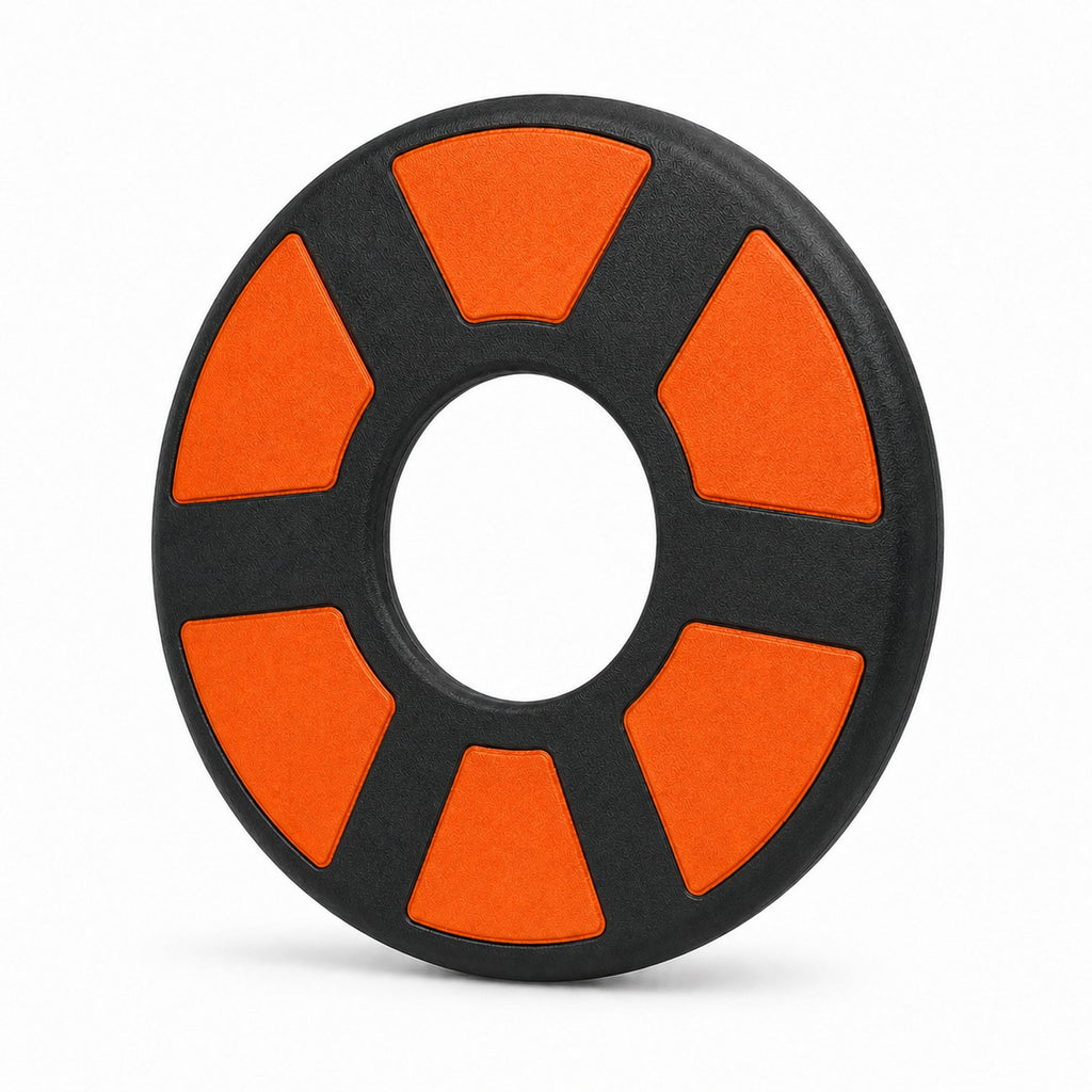 Tap2Own black and orange rubber flying ring dog toy for fetch and outdoor play
