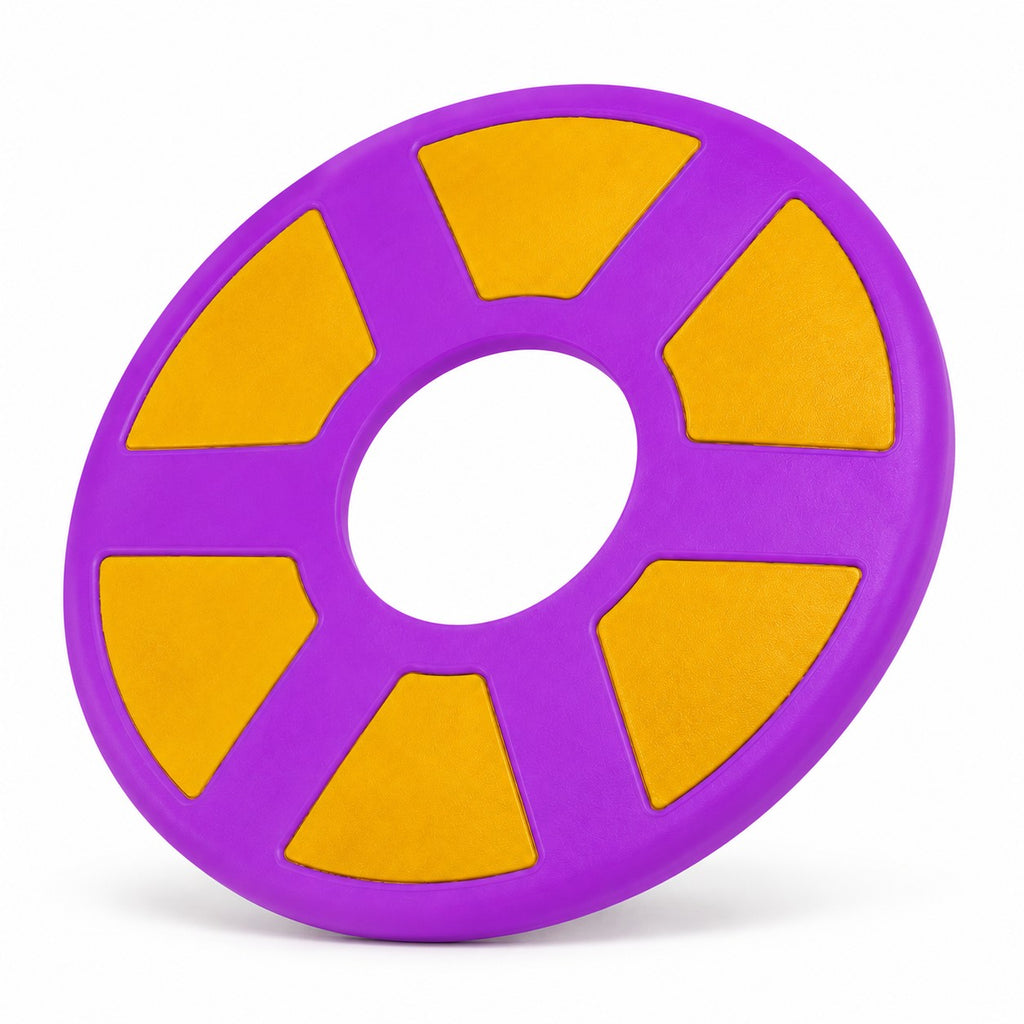 Tap2Own purple and orange rubber flying ring dog toy for fetch and outdoor play